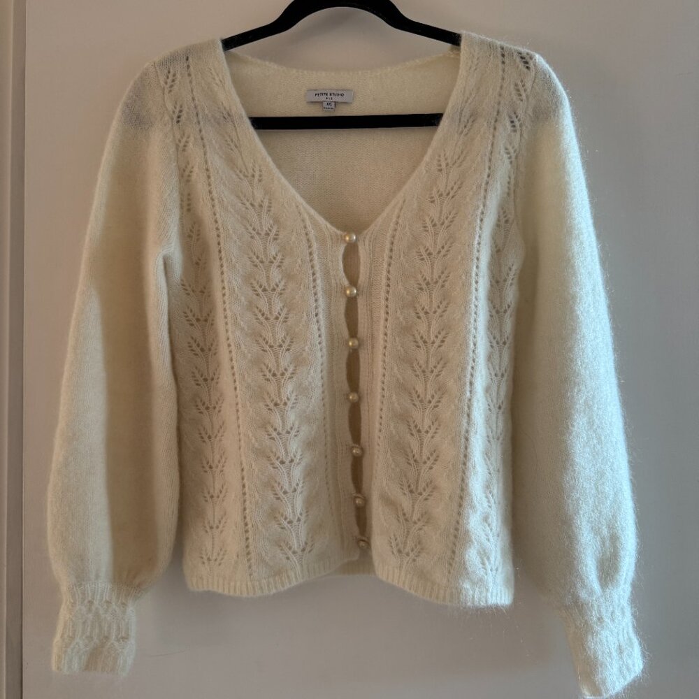 Petite Studio NYC Carissa Mohair Cardigan – Ivory | XXS